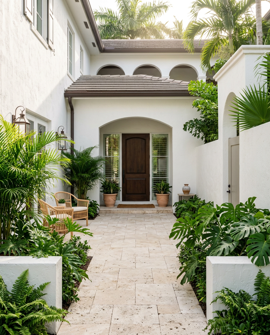 Well-kept entrance courtyard of a South Florida home